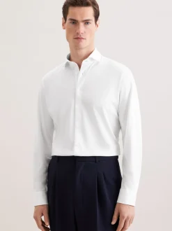 Seidensticker Herren Jerseyhemd - Slim Fit in weiß