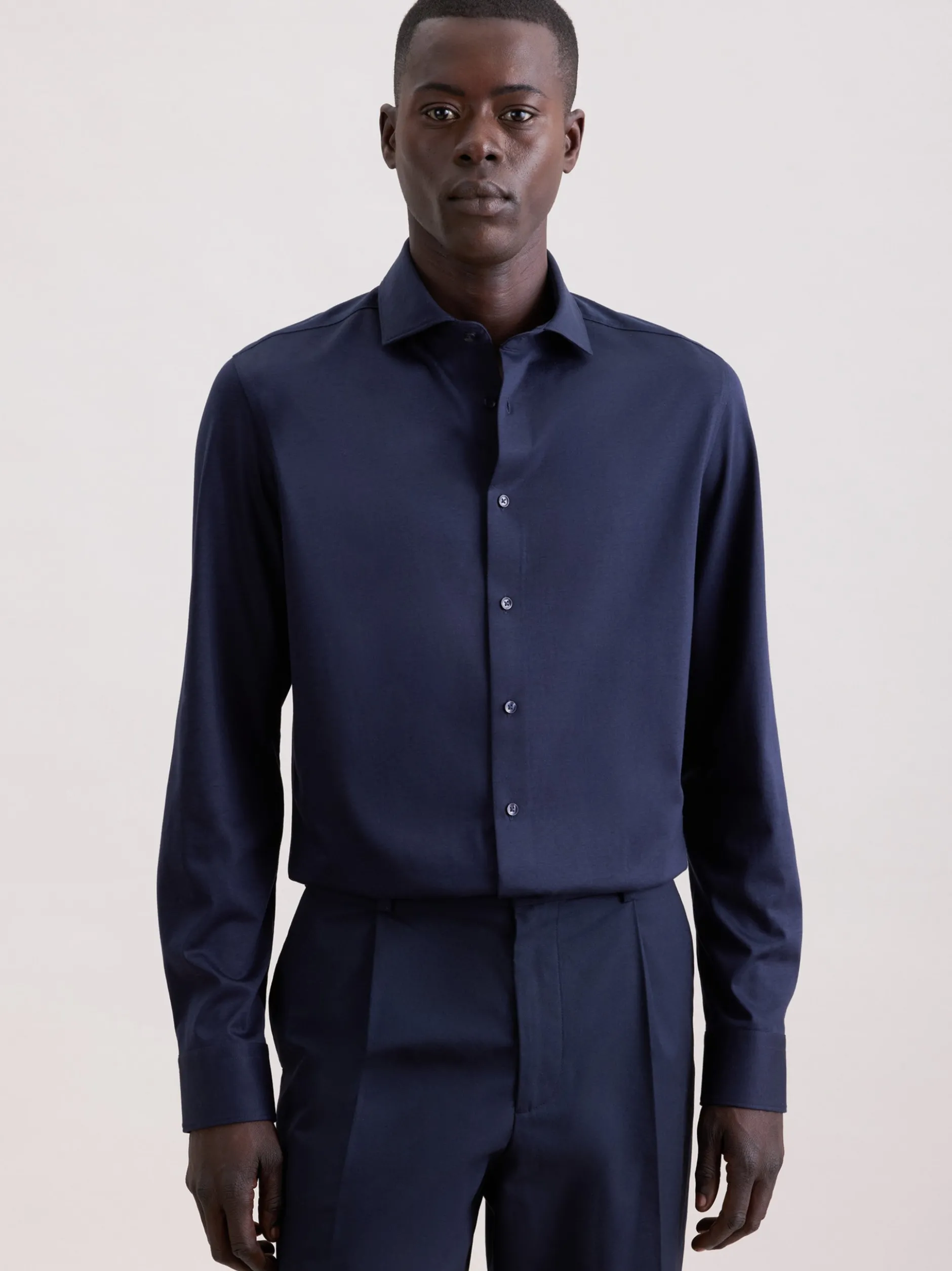 Seidensticker Herren Jerseyhemd - Slim Fit in marine
