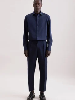 Seidensticker Herren Jerseyhemd - Slim Fit in marine