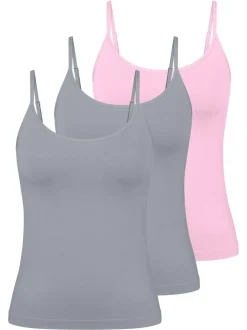 sloggi Damen Spaghetti Top - 3er Pack GO Sense in grau