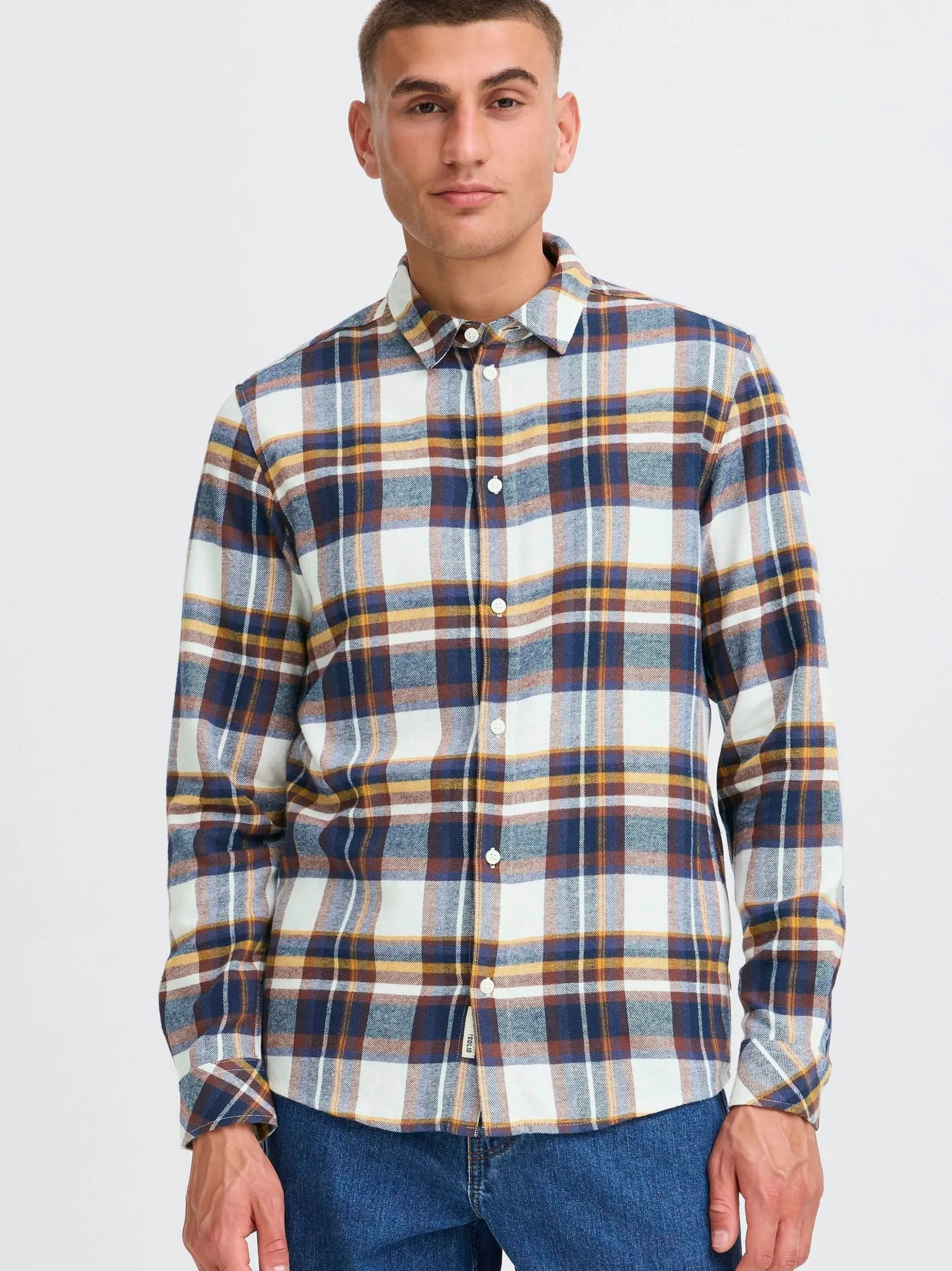 Solid Herren Flanellhemd - SDChris in blau
