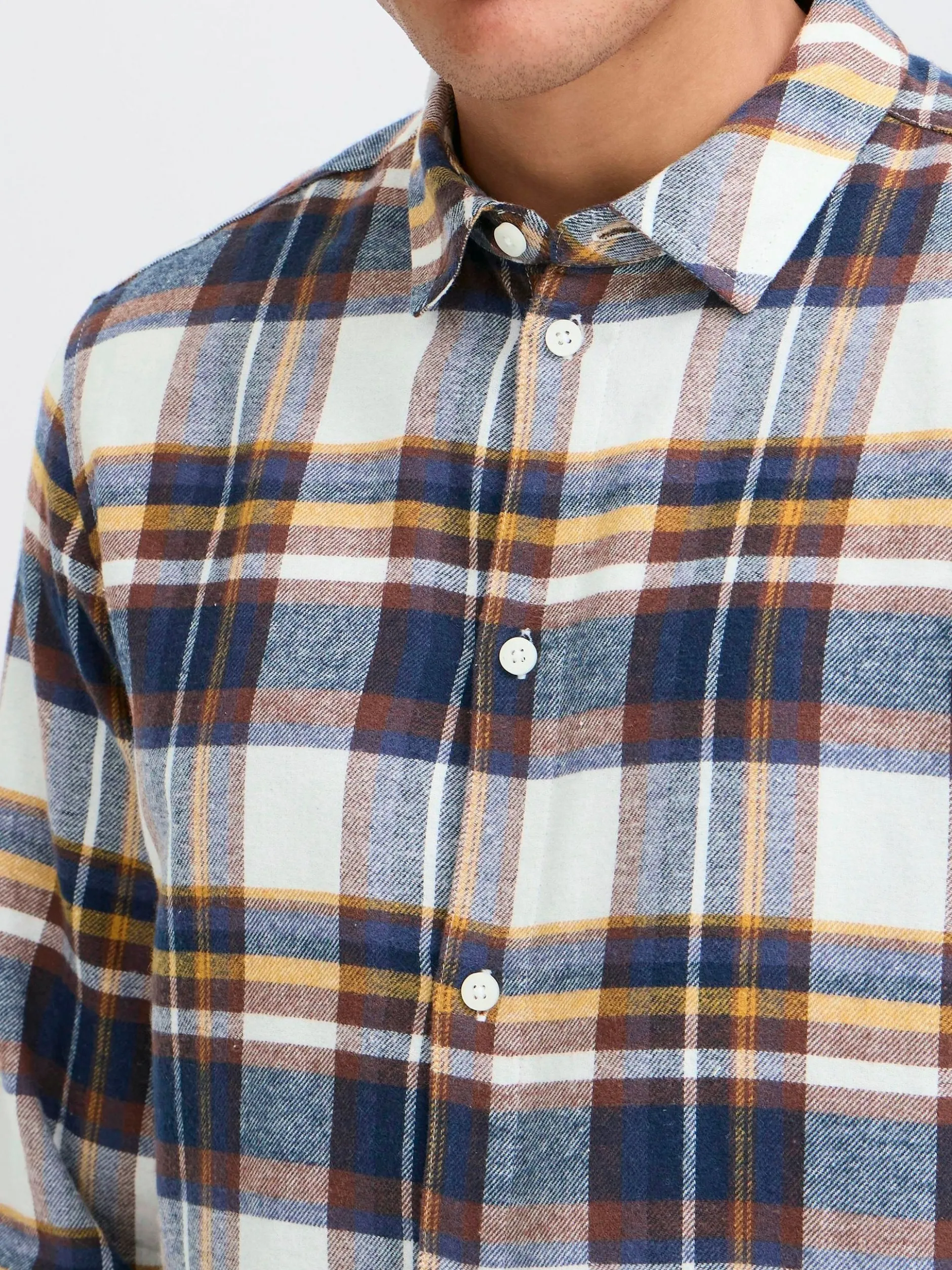 Solid Herren Flanellhemd - SDChris in blau