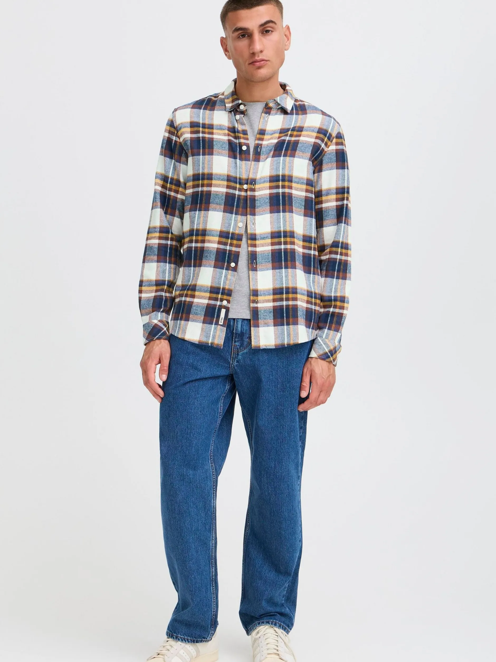 Solid Herren Flanellhemd - SDChris in blau