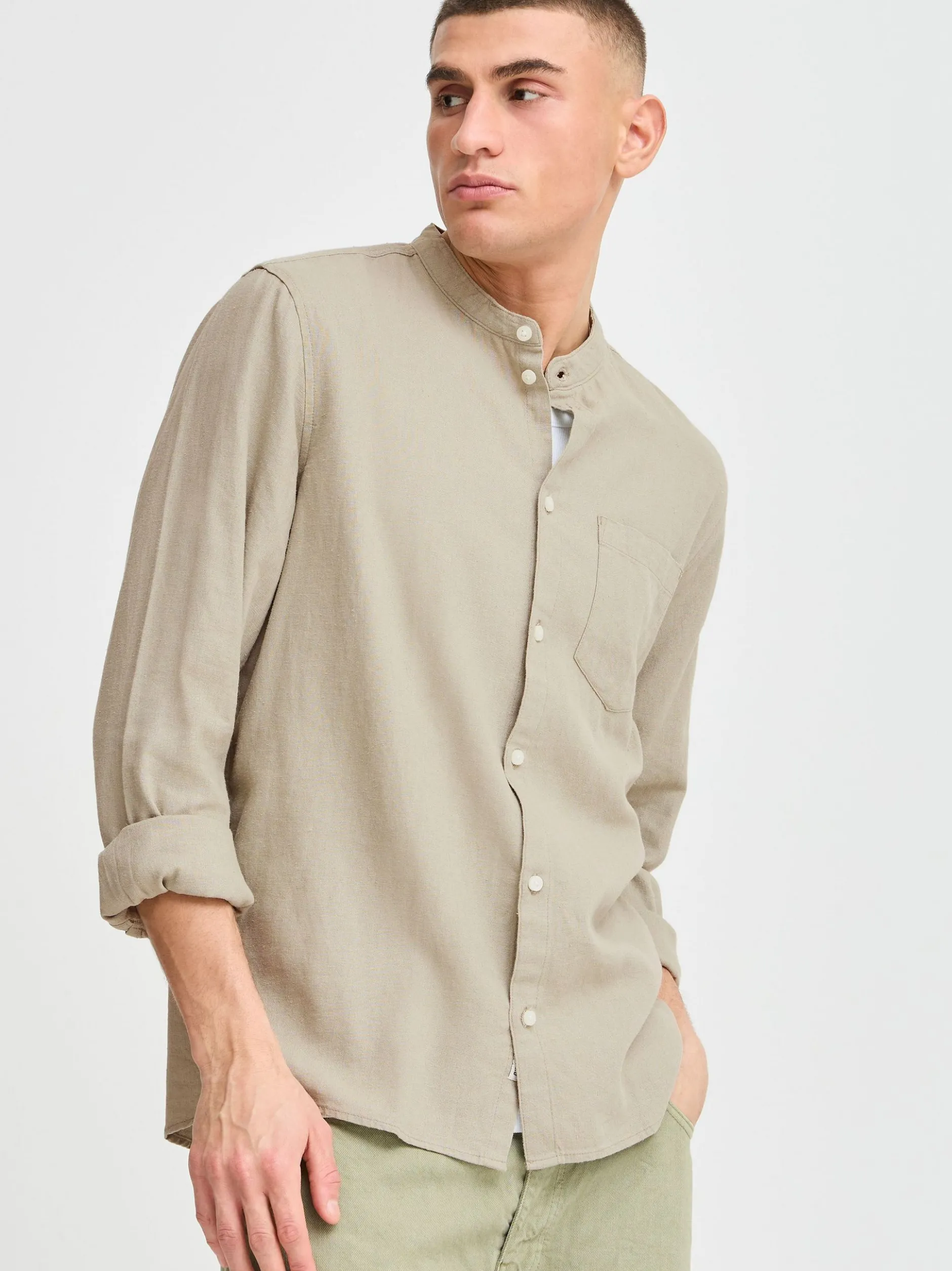 Solid Herren Langarmhemd - SDAllan in beige