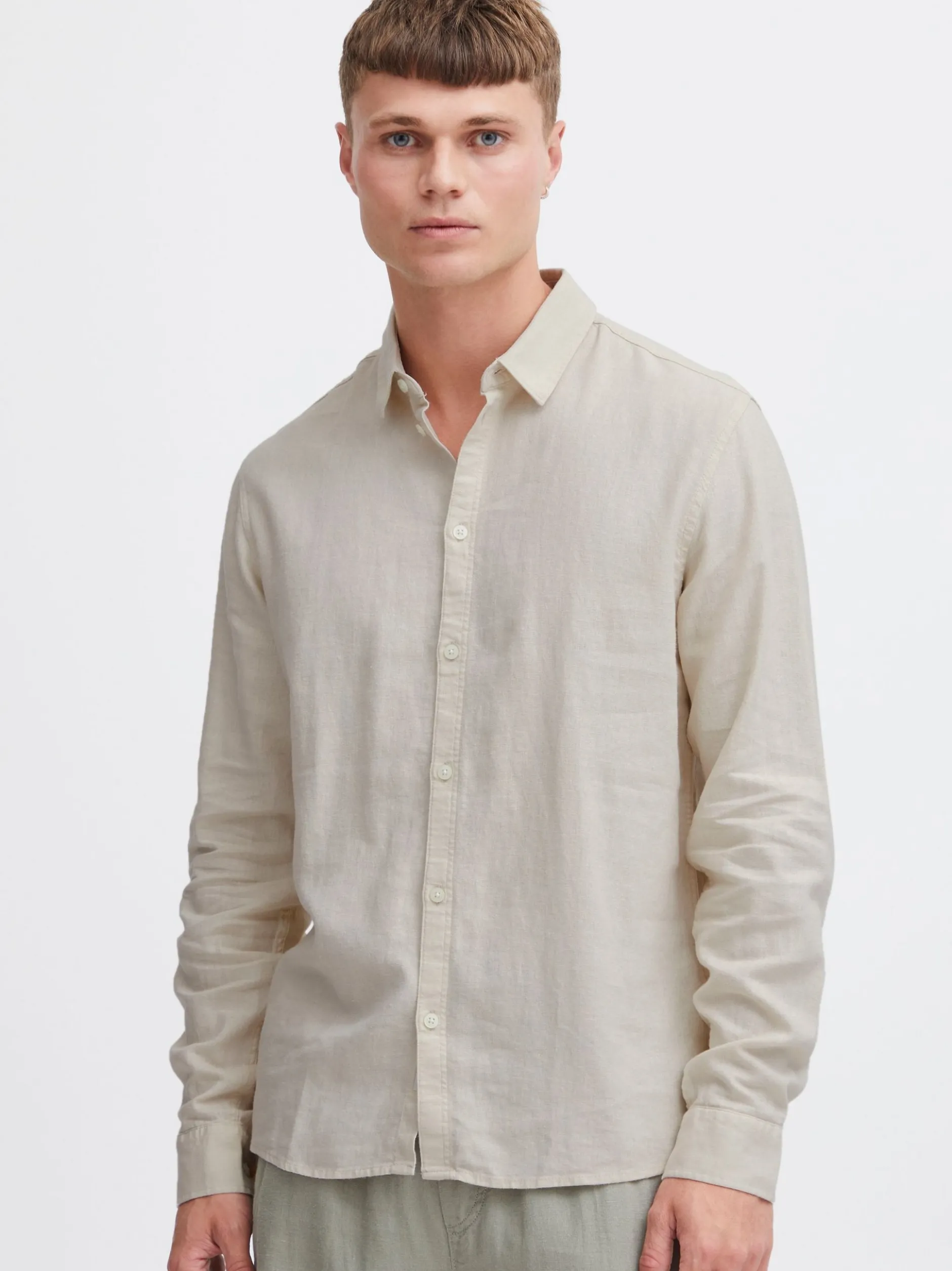 Solid Herren Langarmhemd - SDEnea in beige
