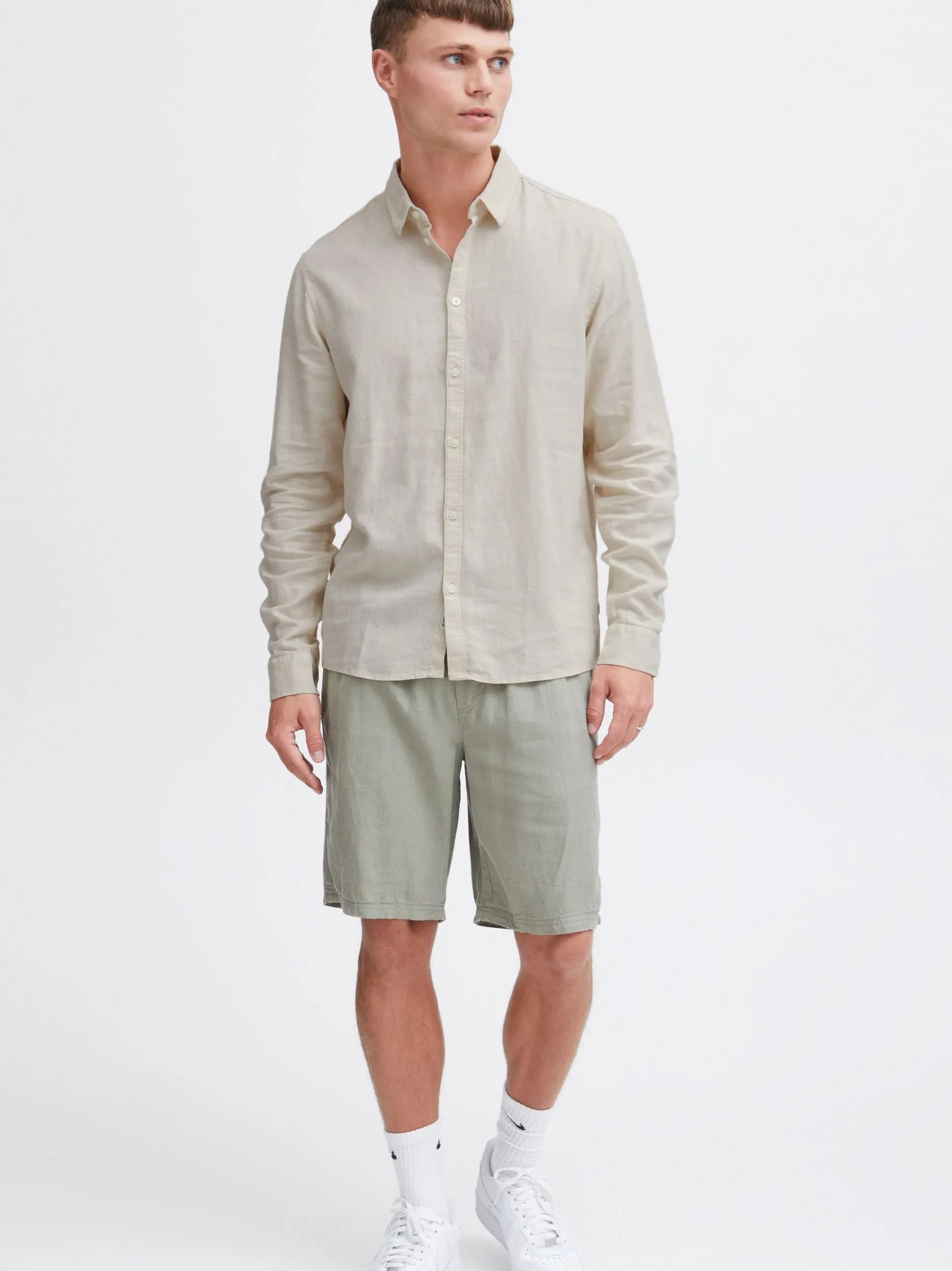 Solid Herren Langarmhemd - SDEnea in beige