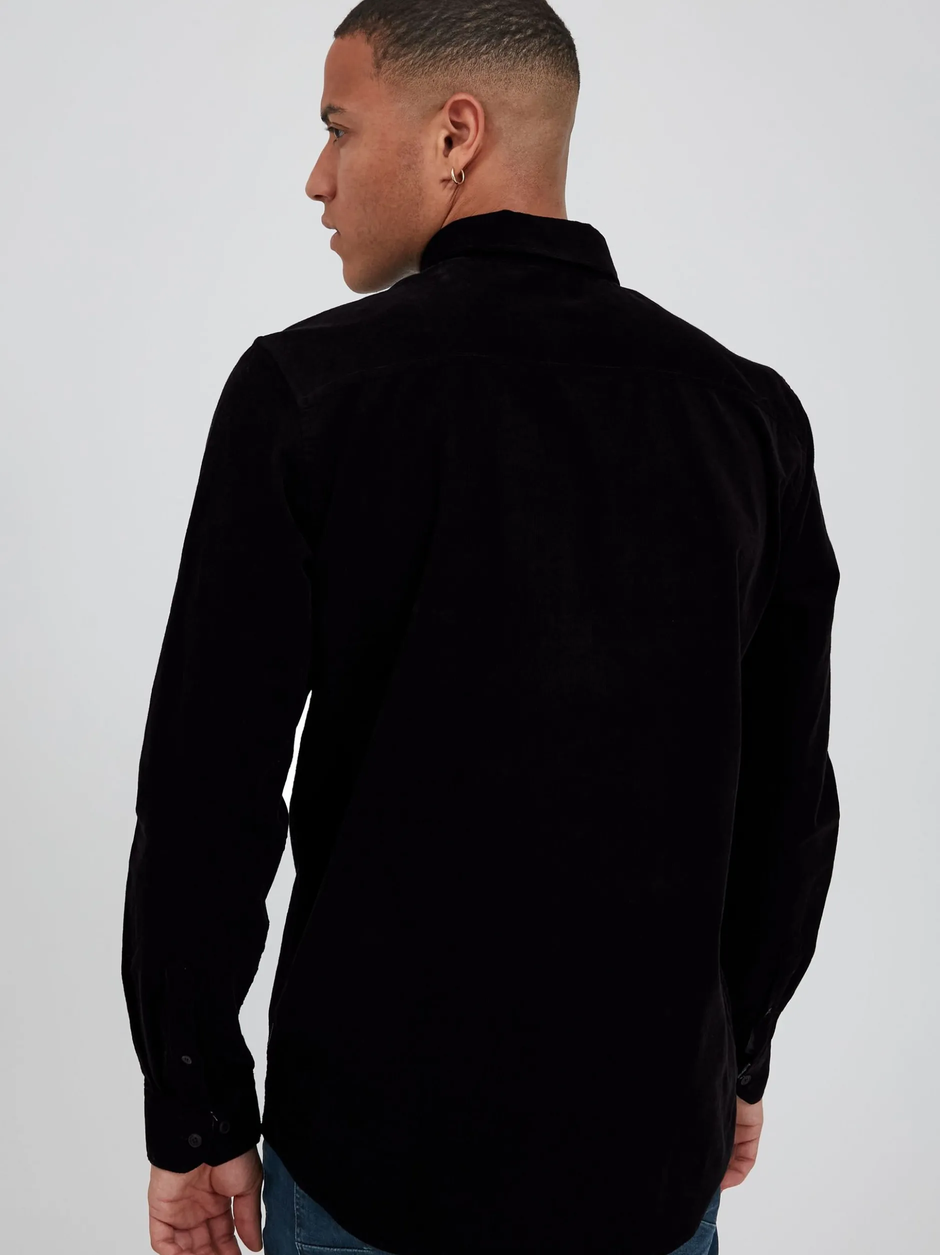 Solid Herren Langarmhemd - SDJuan in schwarz