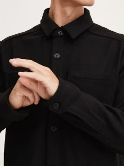 Solid Herren Langarmhemd - SDTam in schwarz