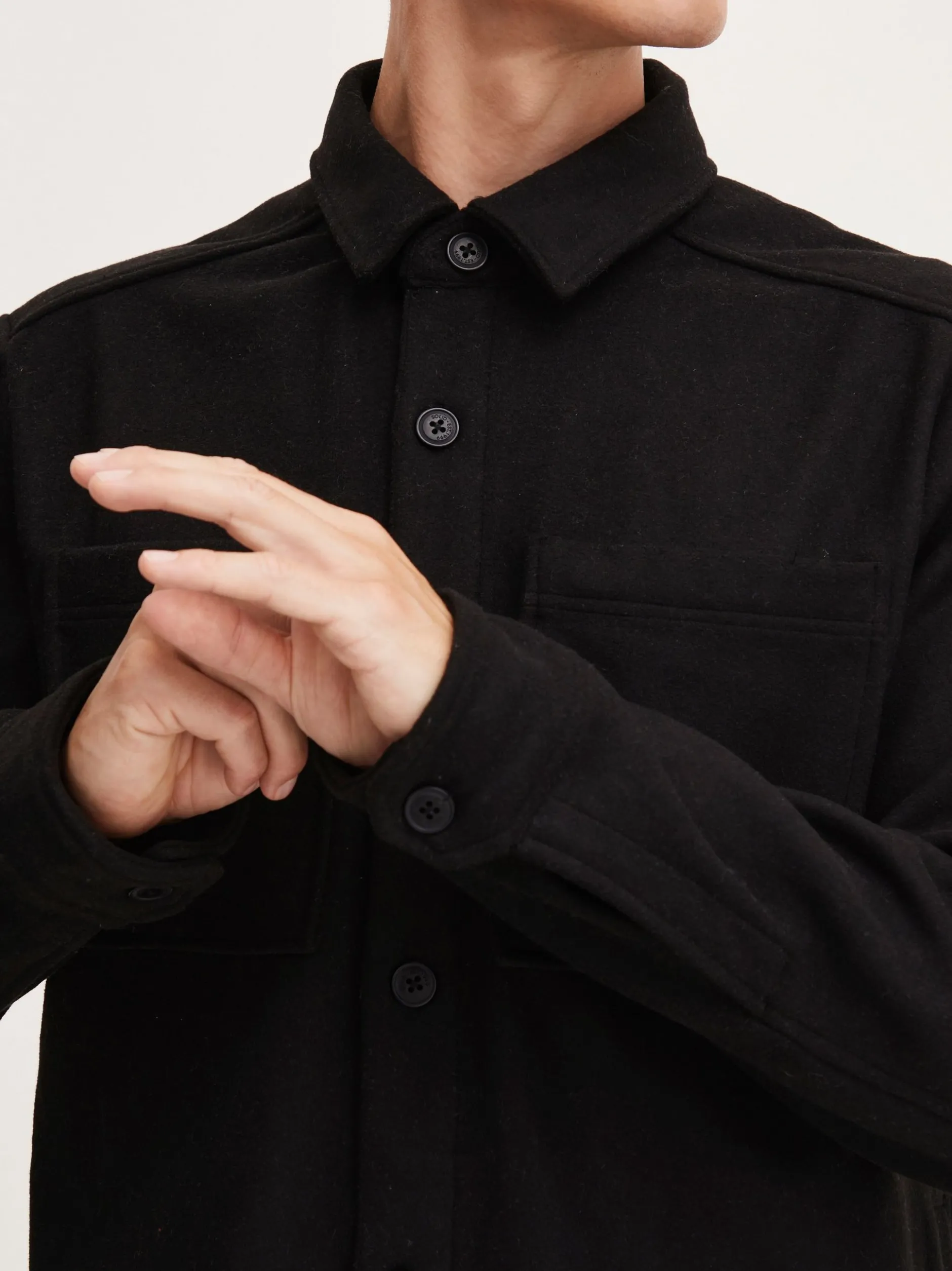 Solid Herren Langarmhemd - SDTam in schwarz