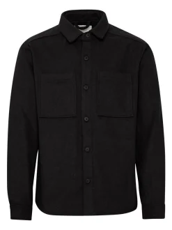 Solid Herren Langarmhemd - SDTam in schwarz
