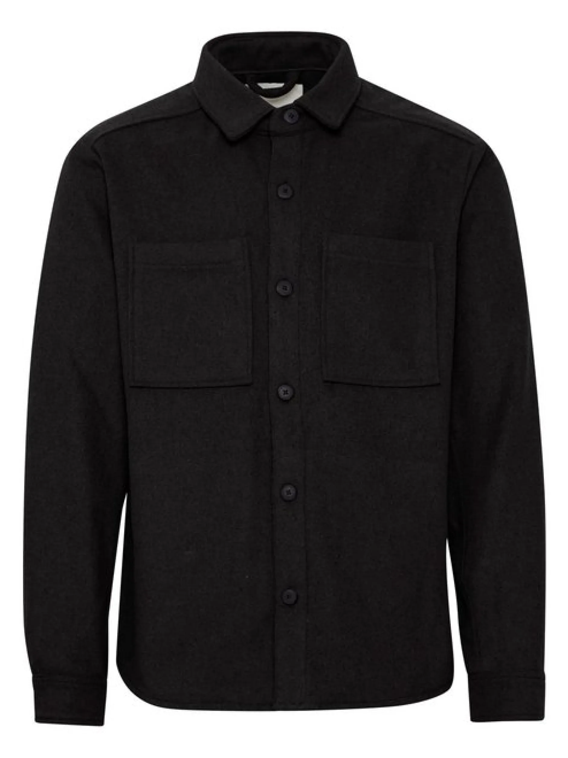 Solid Herren Langarmhemd - SDTam in schwarz