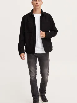 Solid Herren Langarmhemd - SDTam in schwarz