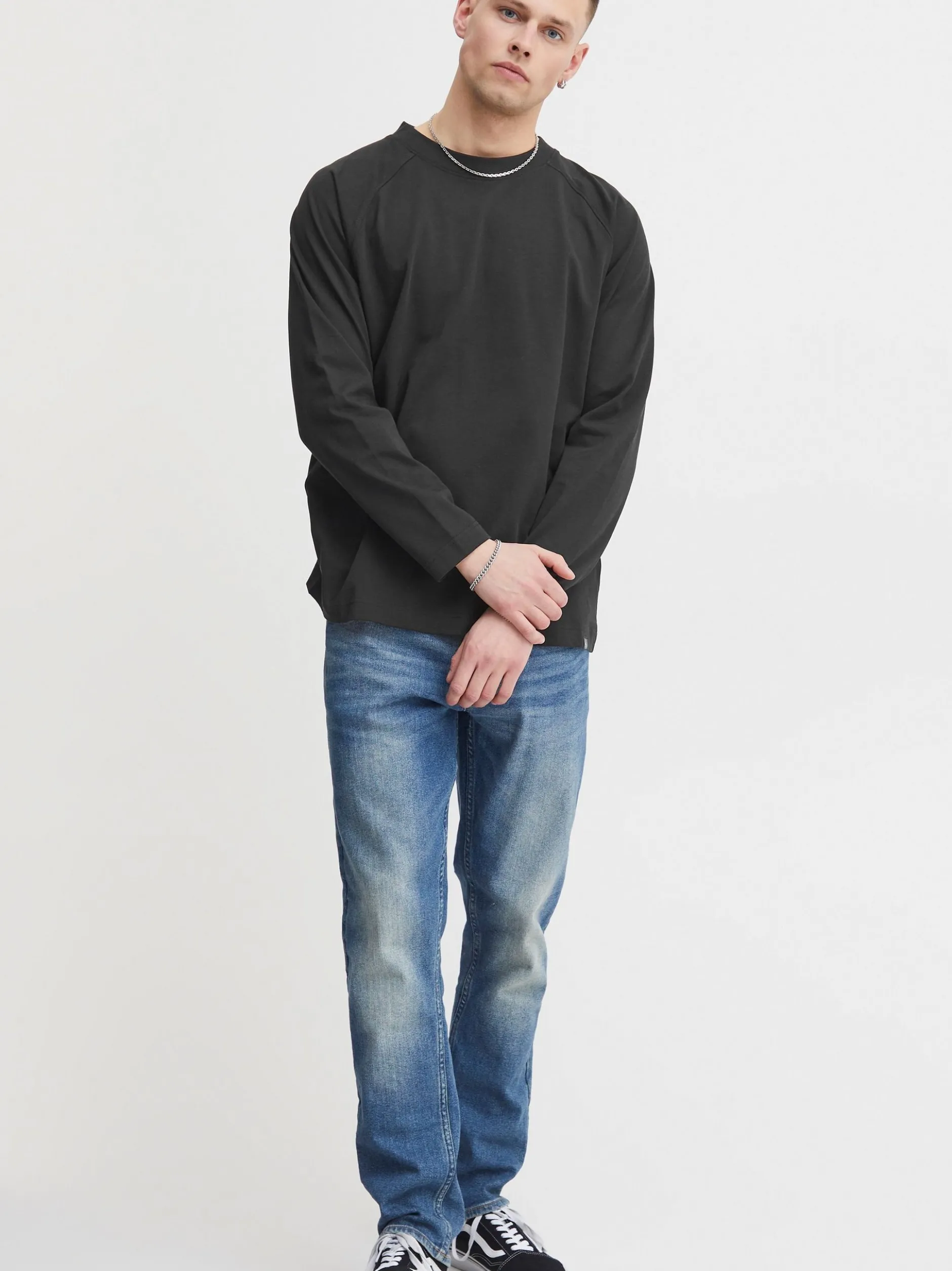 Solid Herren Langarmshirt - SDEyado in schwarz