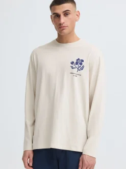 Solid Herren Langarmshirt - SDFulton ONeck in beige