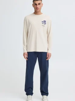 Solid Herren Langarmshirt - SDFulton ONeck in beige
