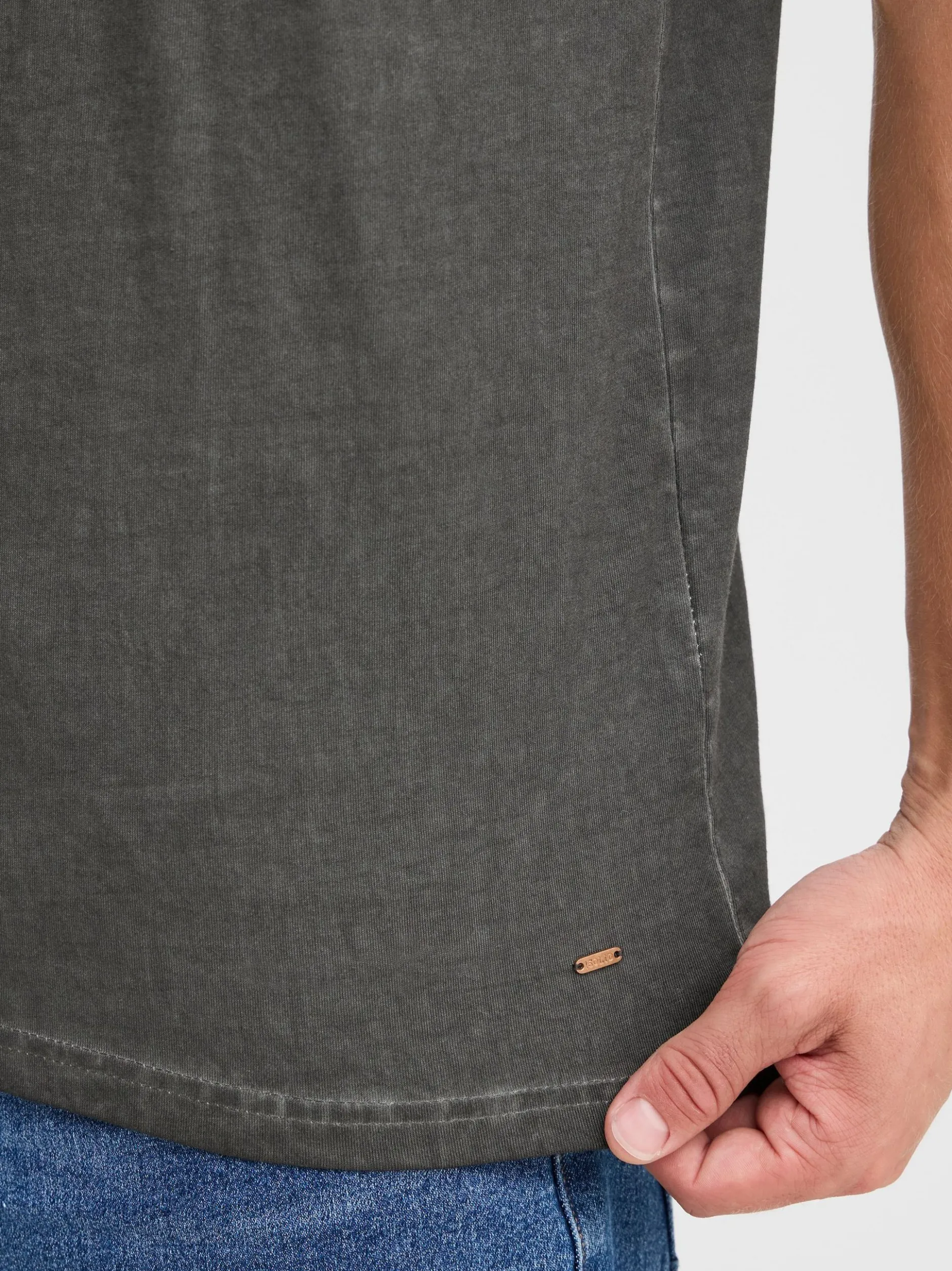Solid Herren Rundhalsshirt - SDTino in schwarz