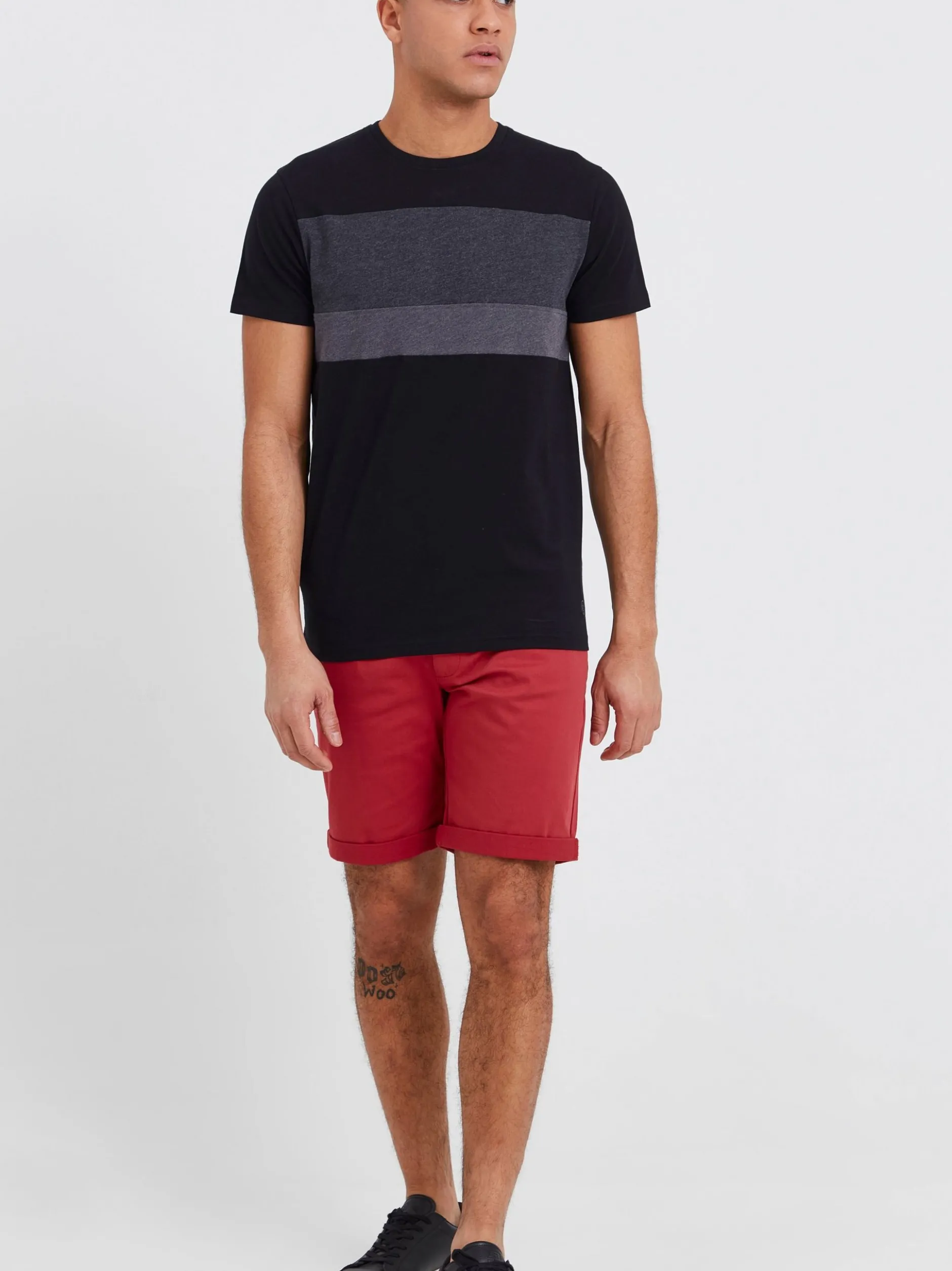 Solid Herren Rundhalsshirt - SDSascha in schwarz