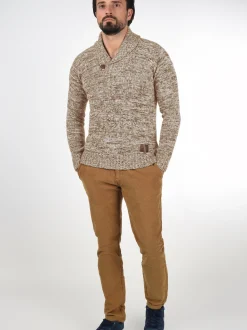 Solid Herren Schalkragenpullover - SDPhil in beige