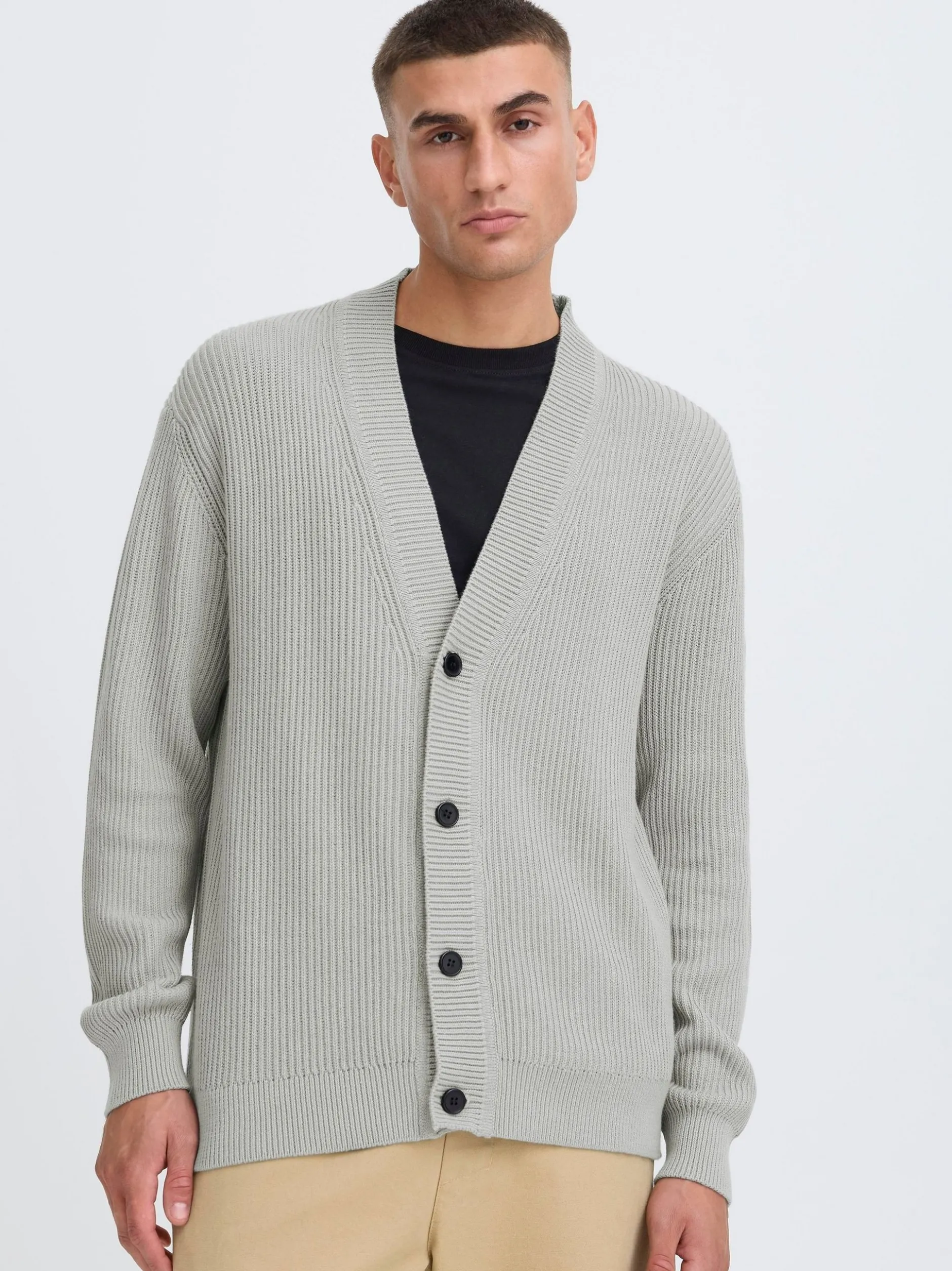 Solid Herren Strickjacke - SDNalli in hellgrau