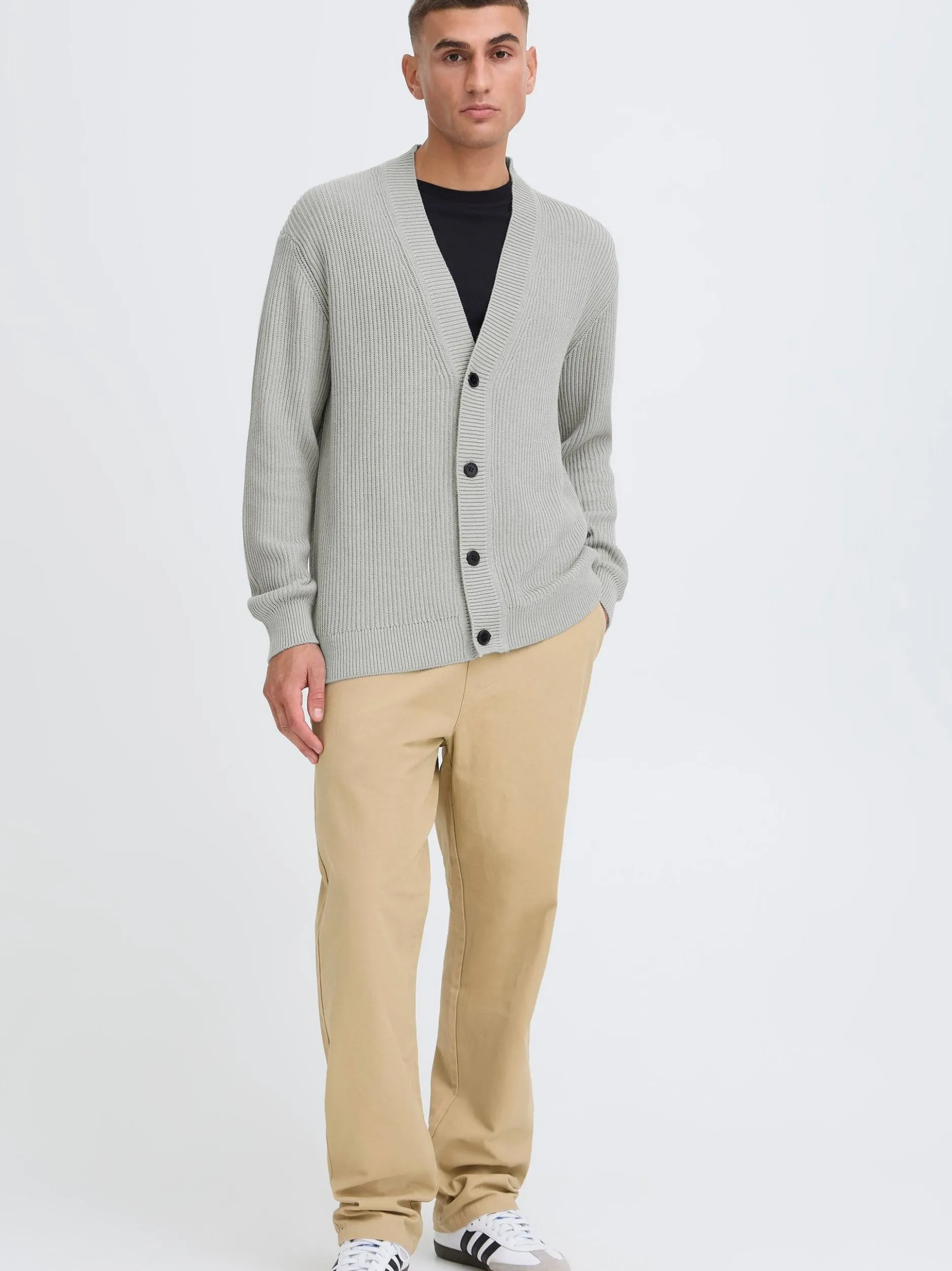 Solid Herren Strickjacke - SDNalli in hellgrau