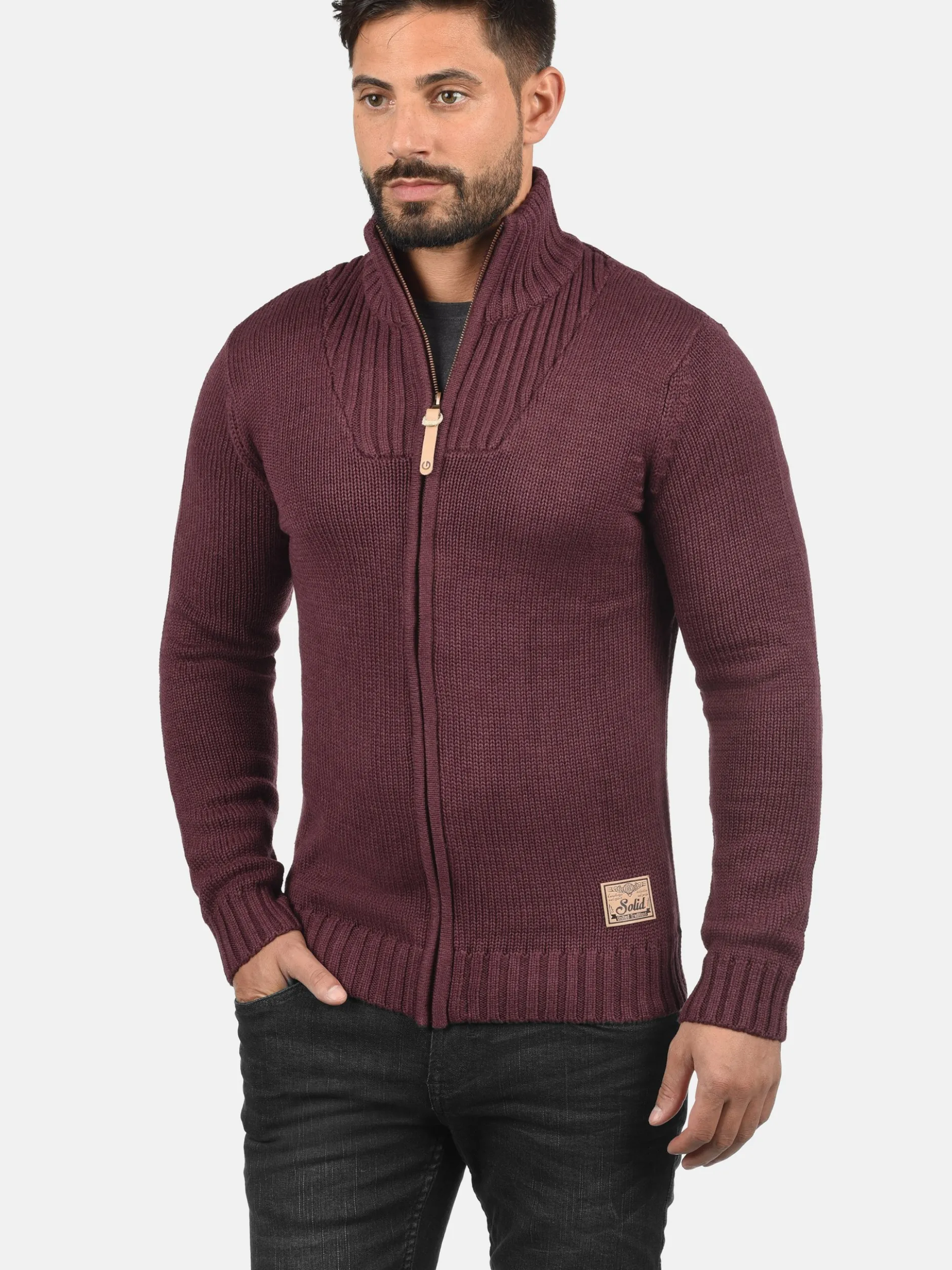 Solid Herren Strickjacke - SDPoul in rot