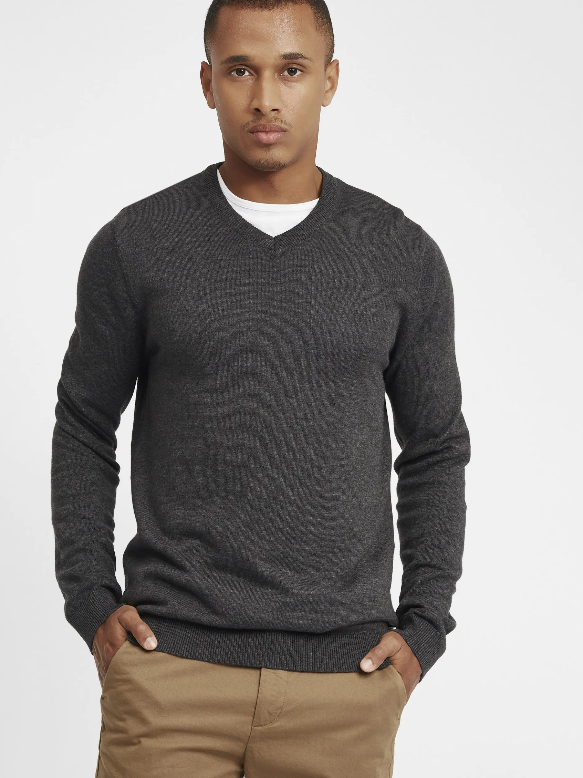 Solid Herren Strickpullover - SDAlegre in grau