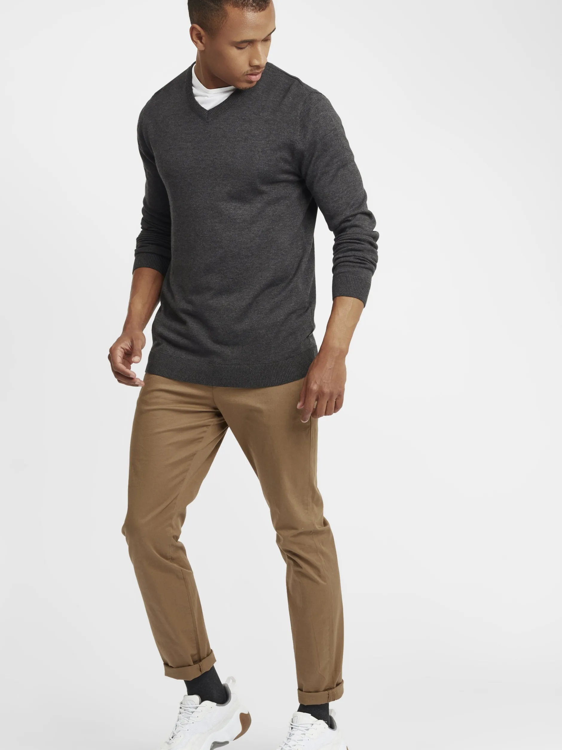 Solid Herren Strickpullover - SDAlegre in grau