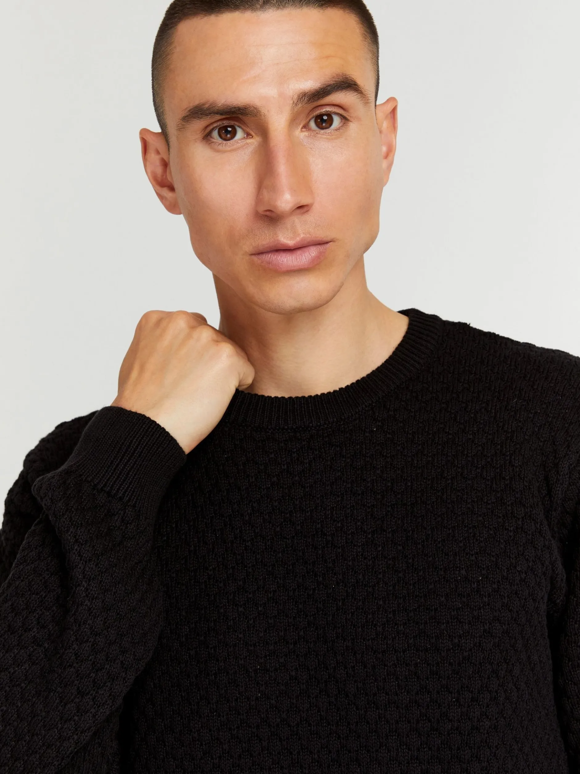 Solid Herren Strickpullover - SDClive in schwarz