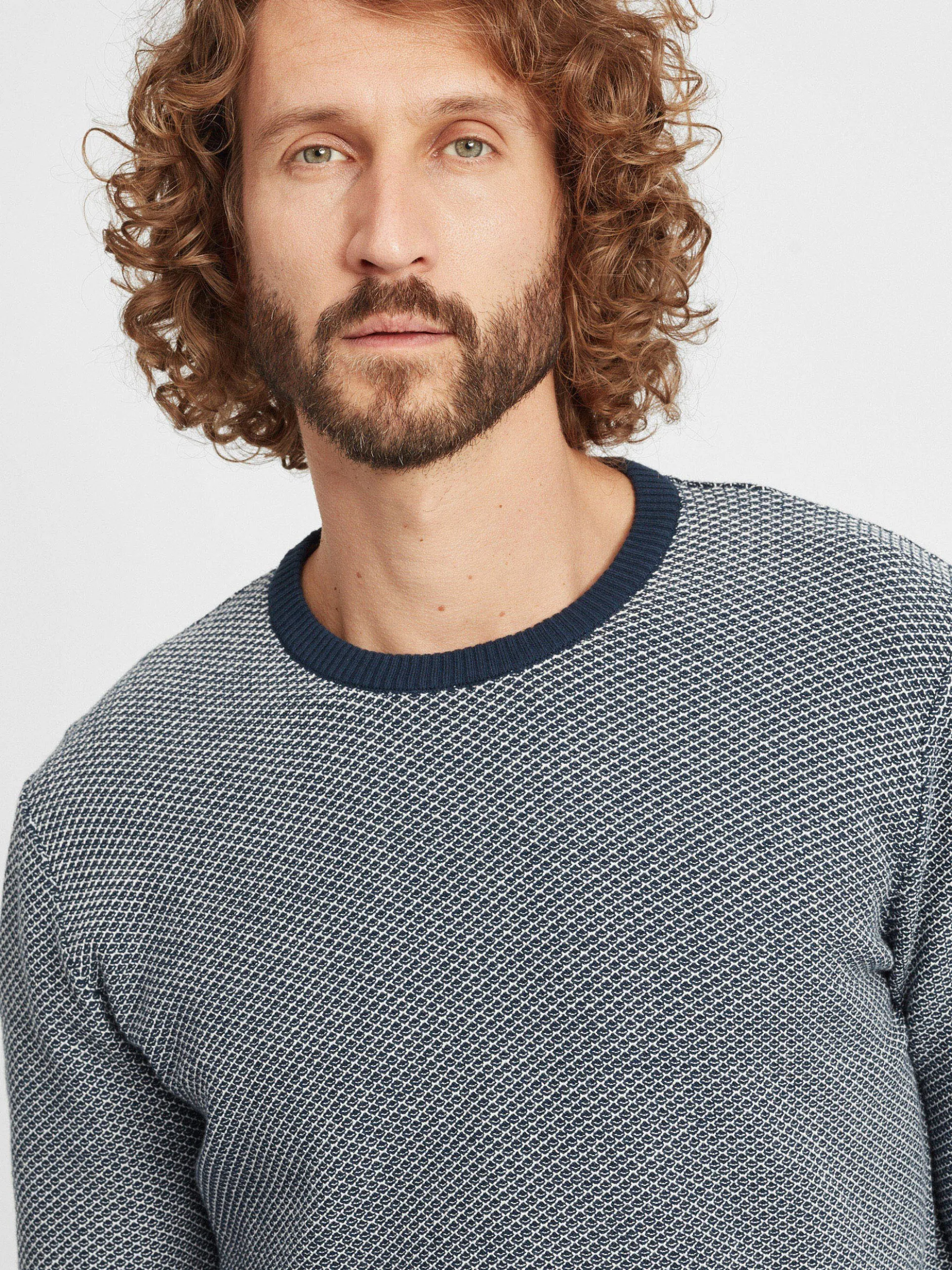Solid Herren Strickpullover - SDDumon in blau