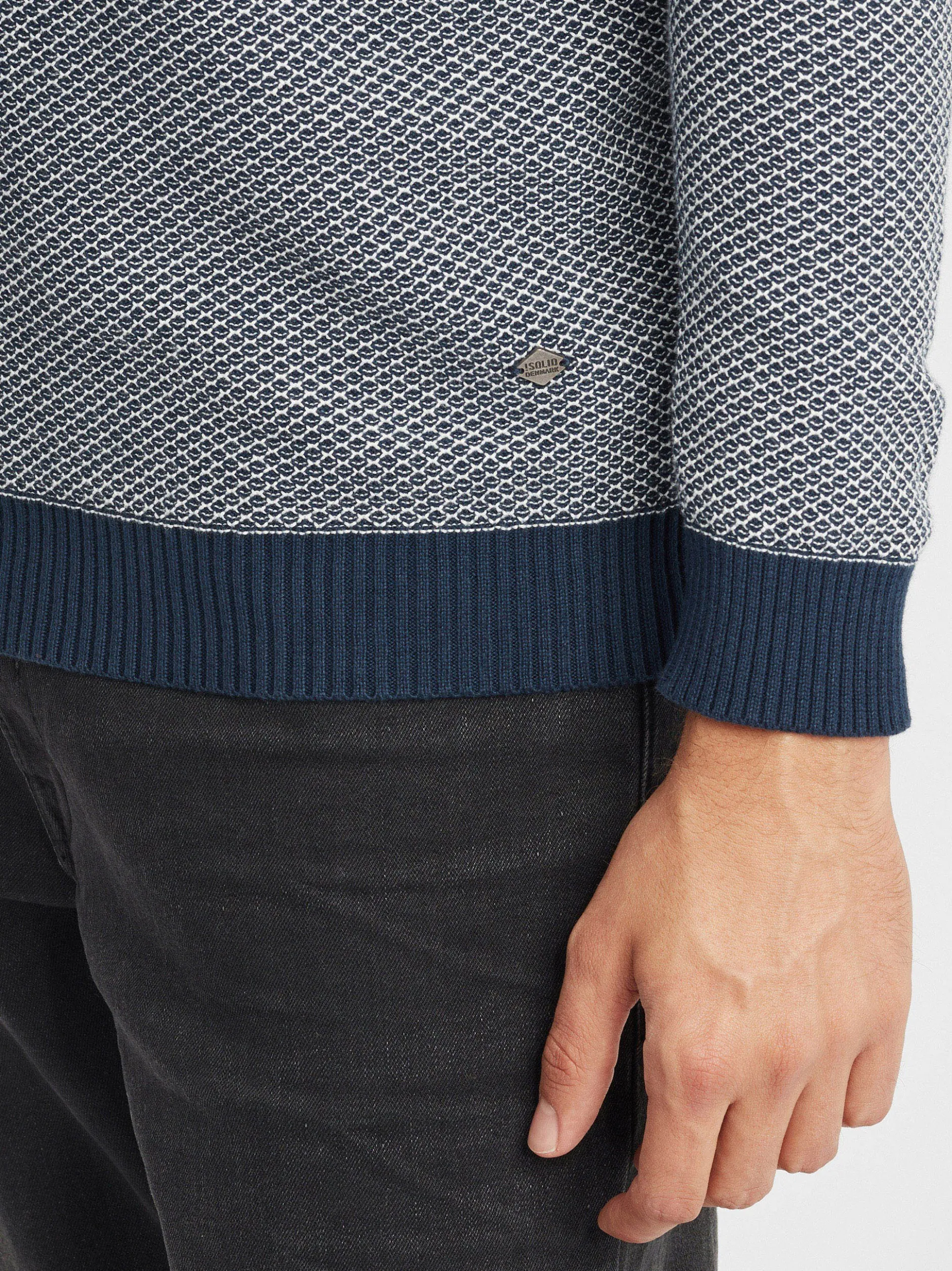 Solid Herren Strickpullover - SDDumon in blau