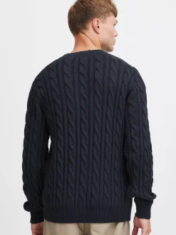Solid Herren Strickpullover - SDGibril in blau