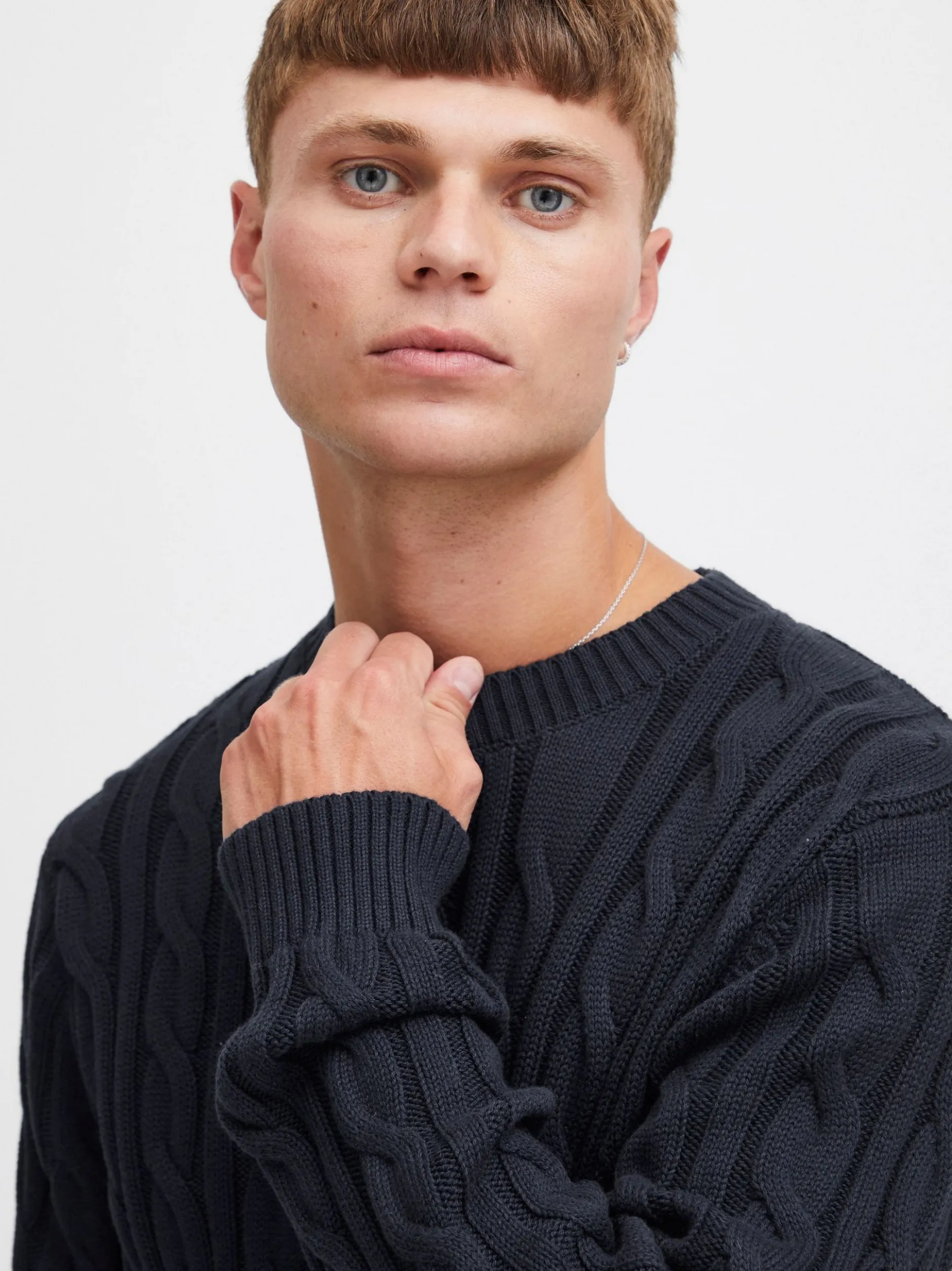 Solid Herren Strickpullover - SDGibril in blau