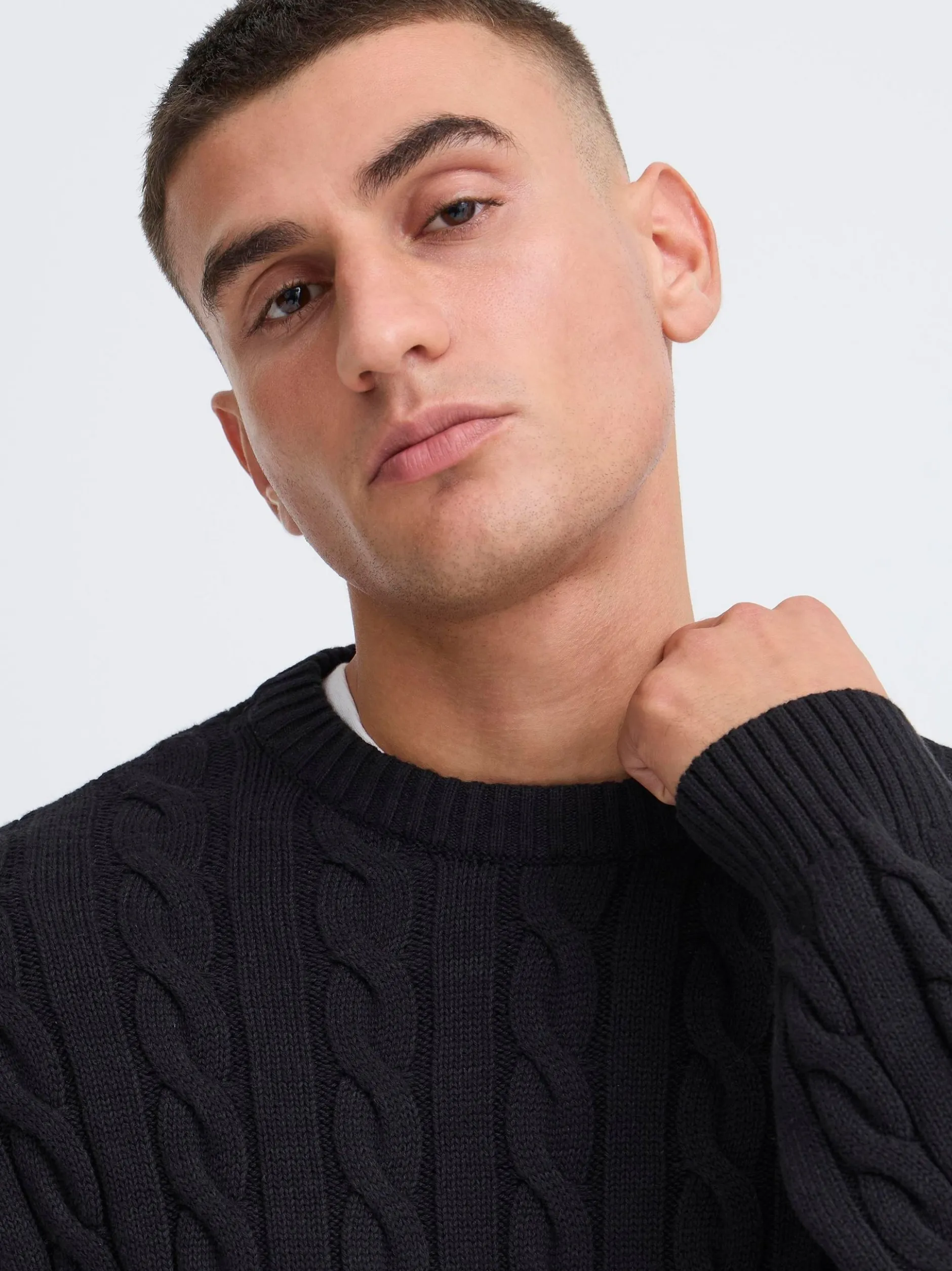 Solid Herren Strickpullover - SDGibril in schwarz