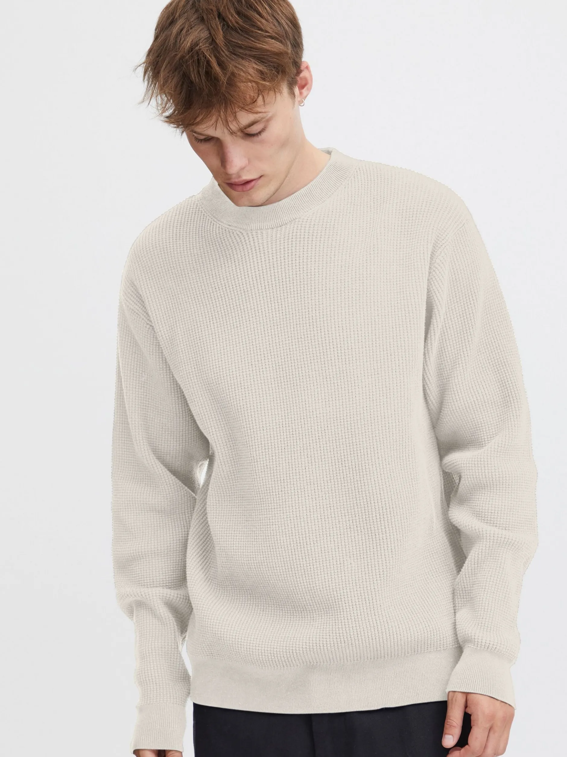Solid Herren Strickpullover - SDHami in beige