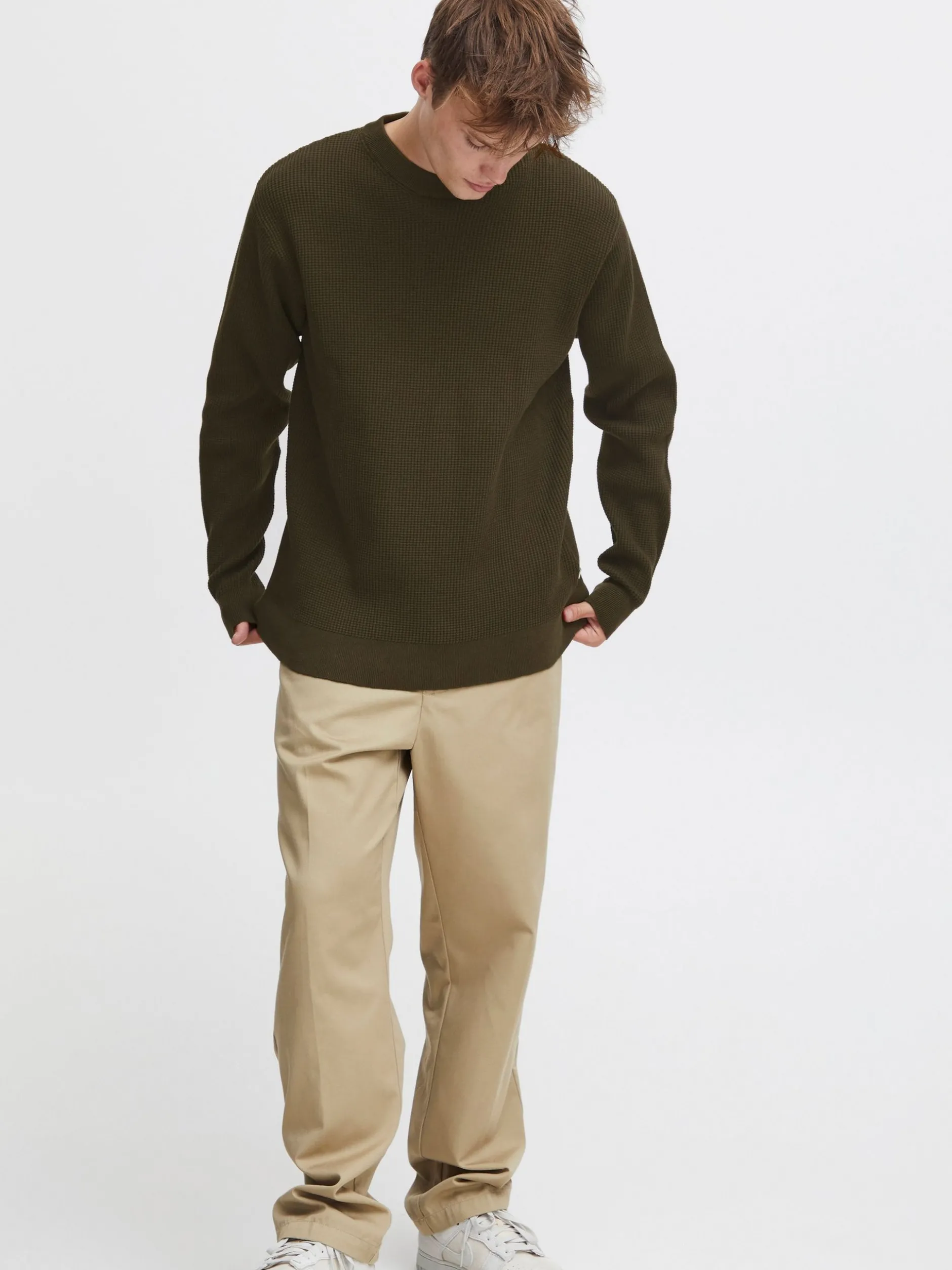 Solid Herren Strickpullover - SDHami in grün