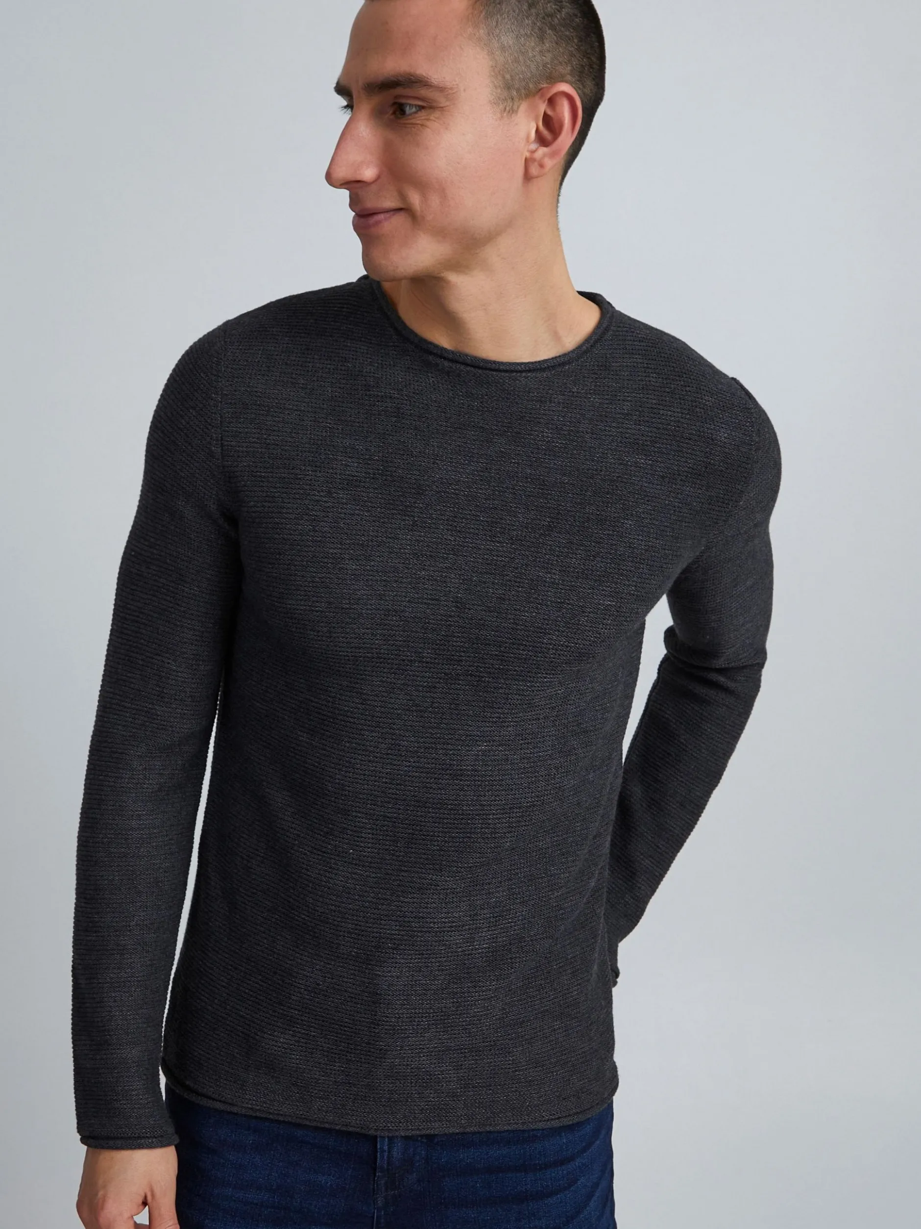 Solid Herren Strickpullover - SDJarah in grau
