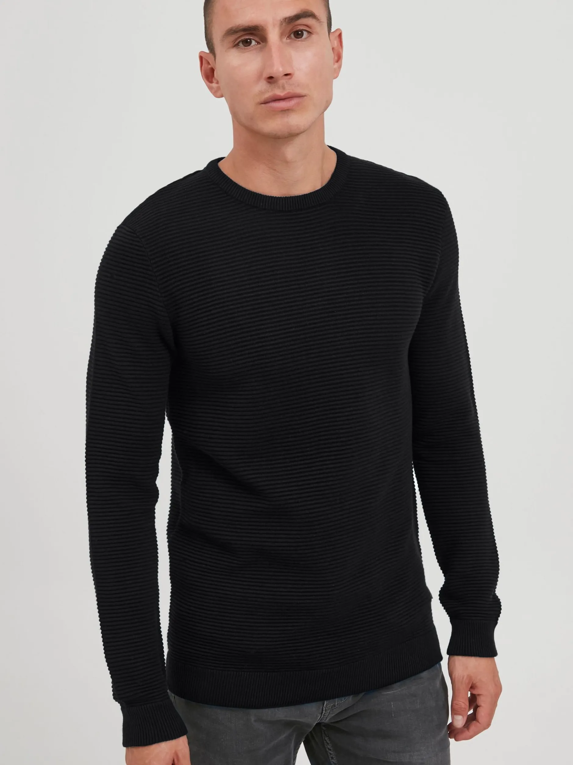 Solid Herren Strickpullover - SDNicholas in schwarz