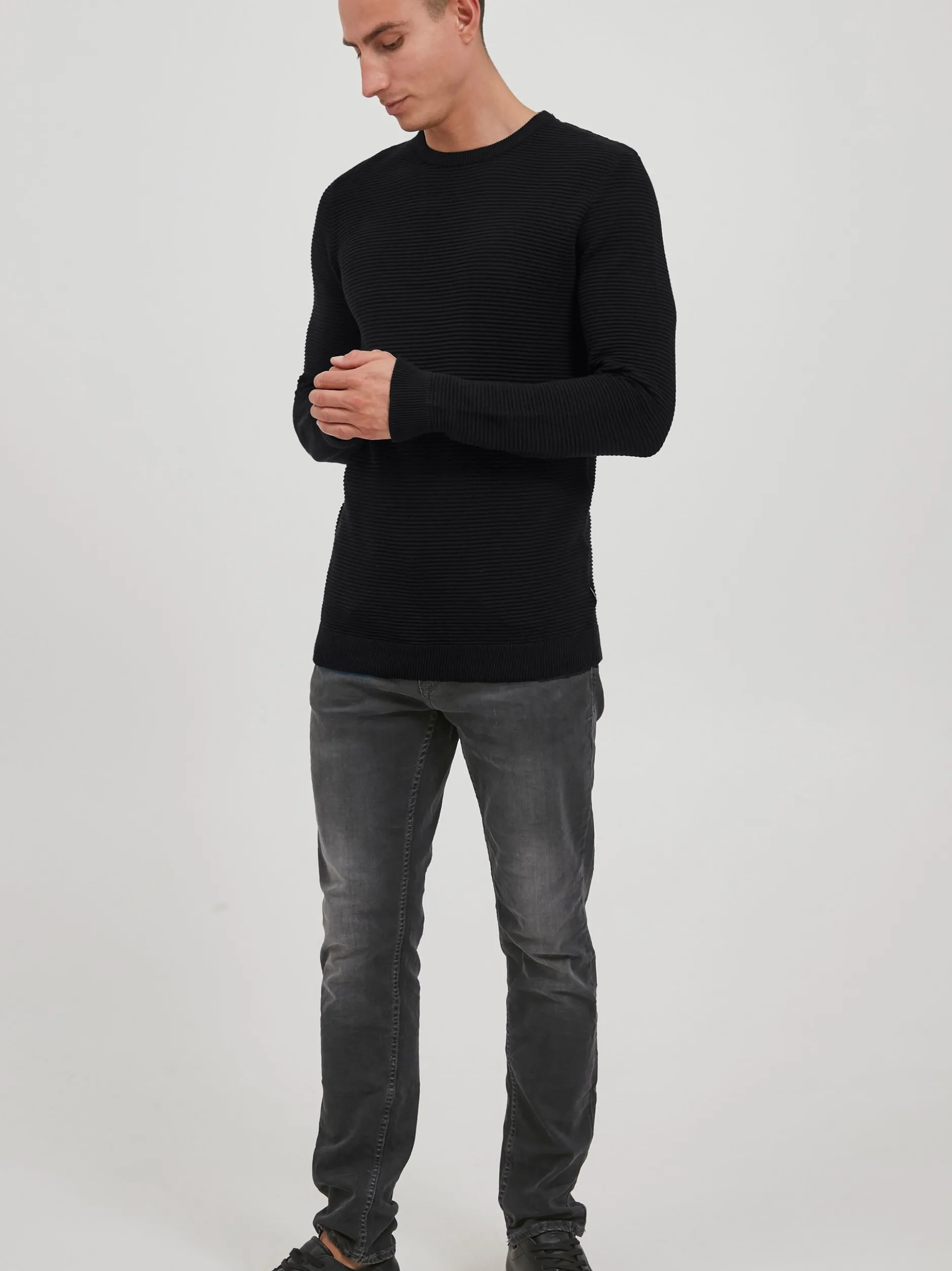 Solid Herren Strickpullover - SDNicholas in schwarz
