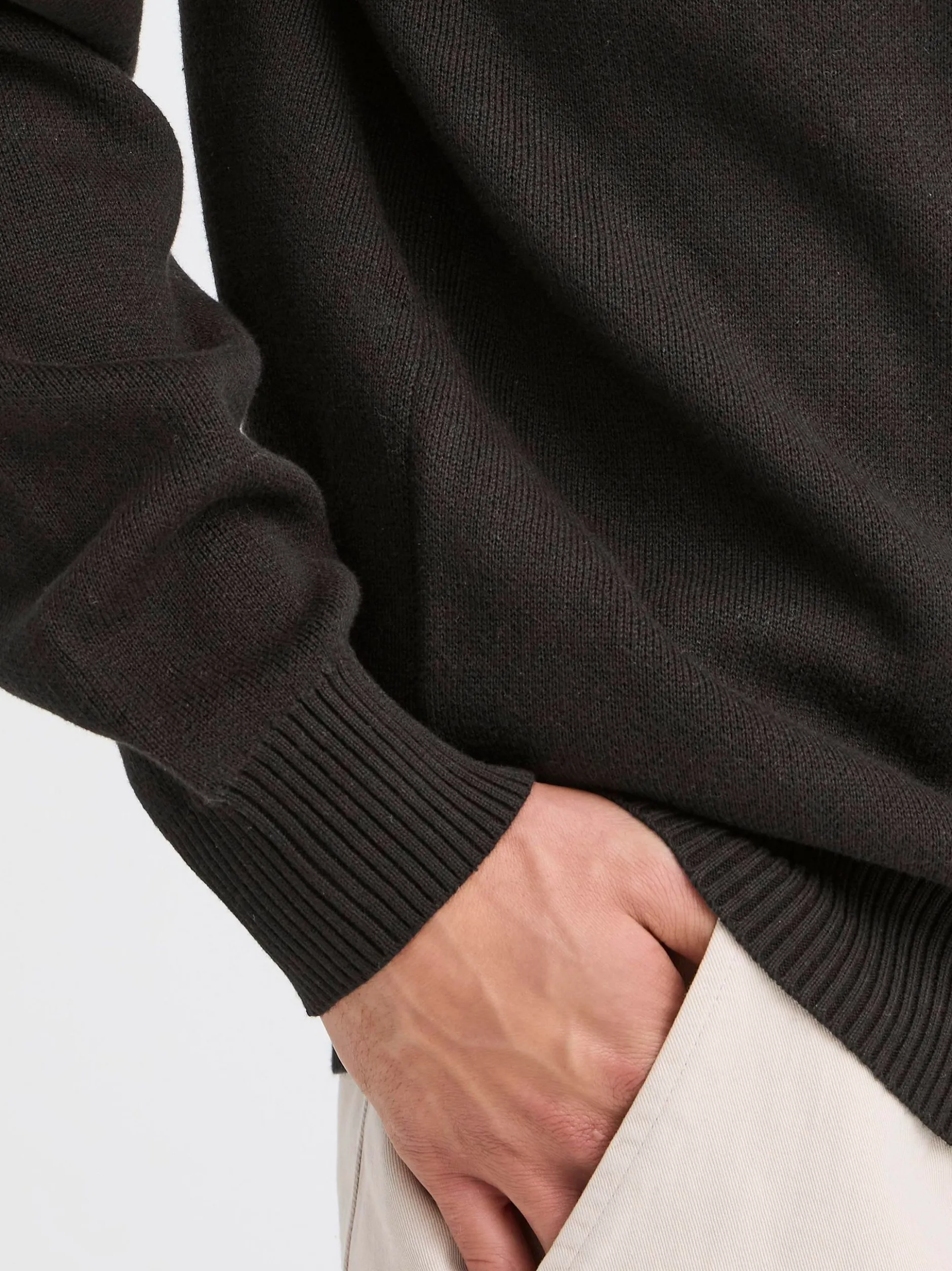 Solid Herren Strickpullover - SDRyker in schwarz
