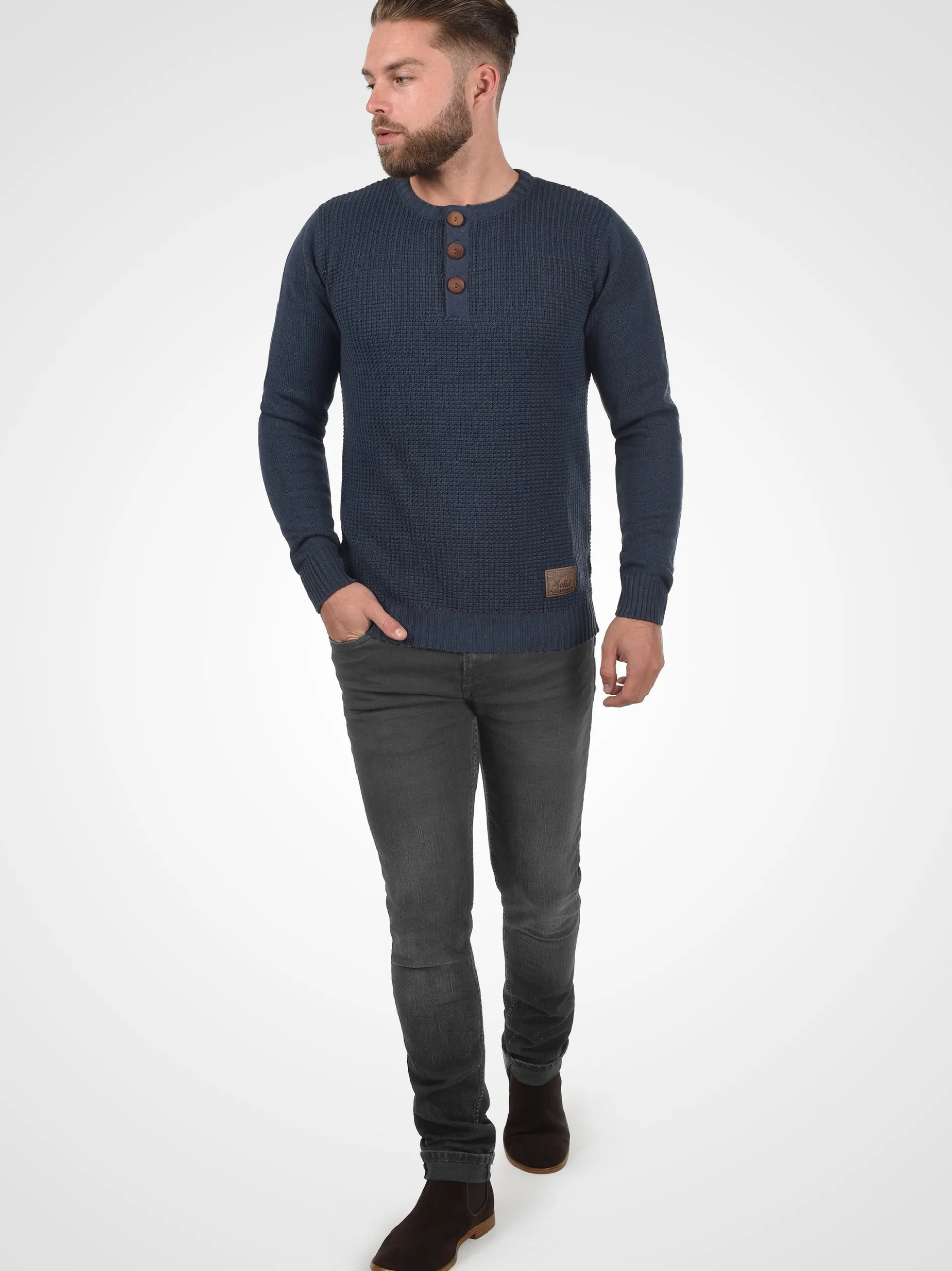 Solid Herren Strickpullover - SDTerrance in blau