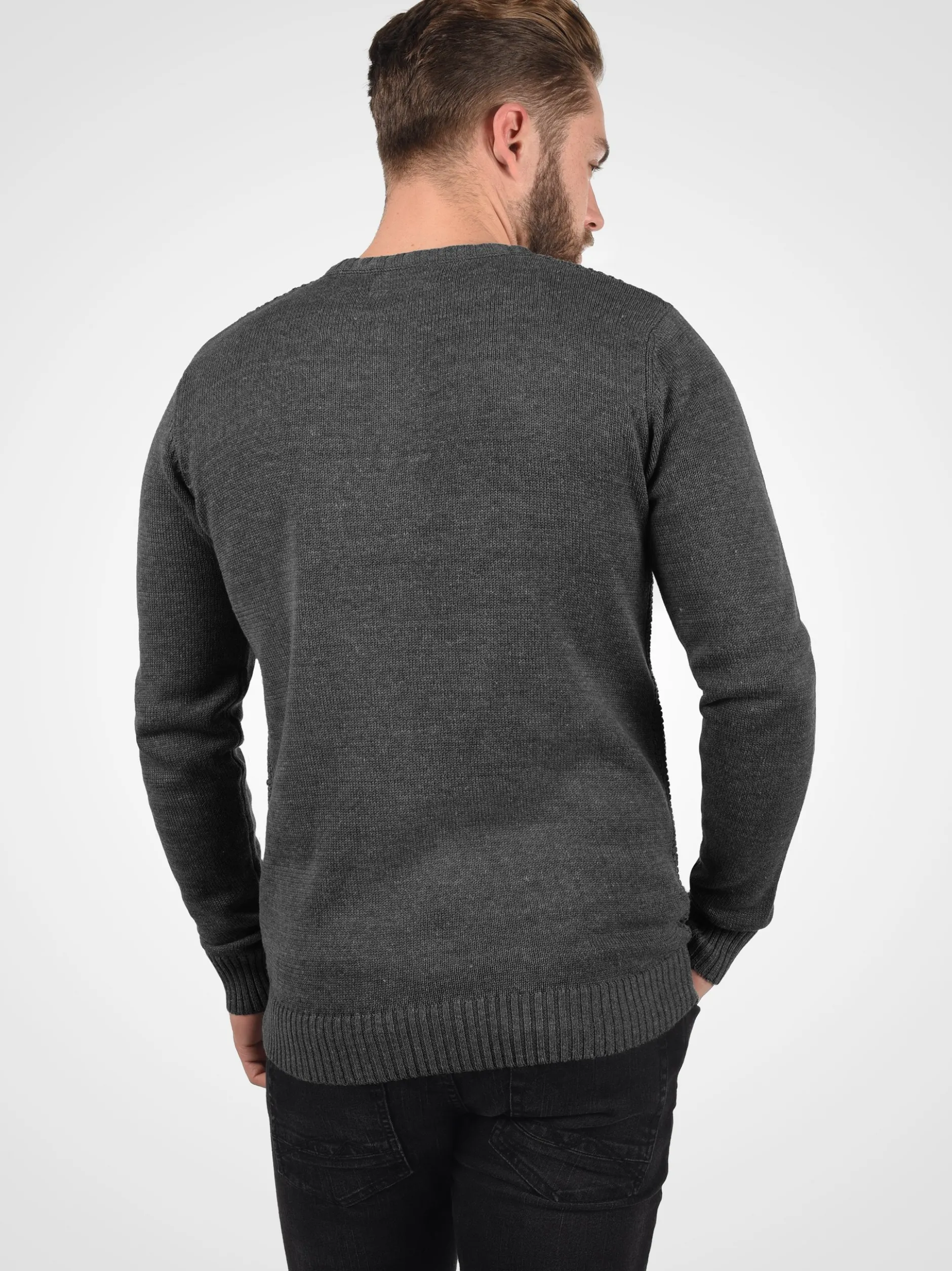 Solid Herren Strickpullover - SDTerrance in grau