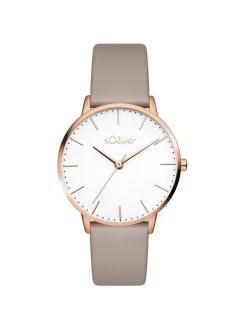 s.Oliver Damen Armbanduhr - Modern Basics in braun
