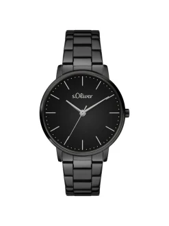 s.Oliver Damen Armbanduhr - Modern Basics in schwarz