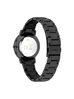 s.Oliver Damen Armbanduhr - Modern Basics in schwarz