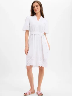 s.Oliver Damen Blusenkleid in weiß - Ärmel: kurzarm