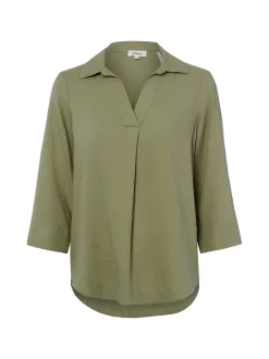 s.Oliver Damen Blusenshirt mit Leinen in oliv