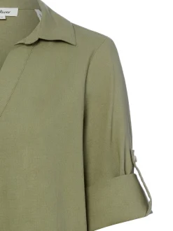 s.Oliver Damen Blusenshirt mit Leinen in oliv