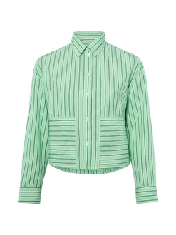 s.Oliver Damen Hemdbluse in gras weiß - Ärmel: langarm