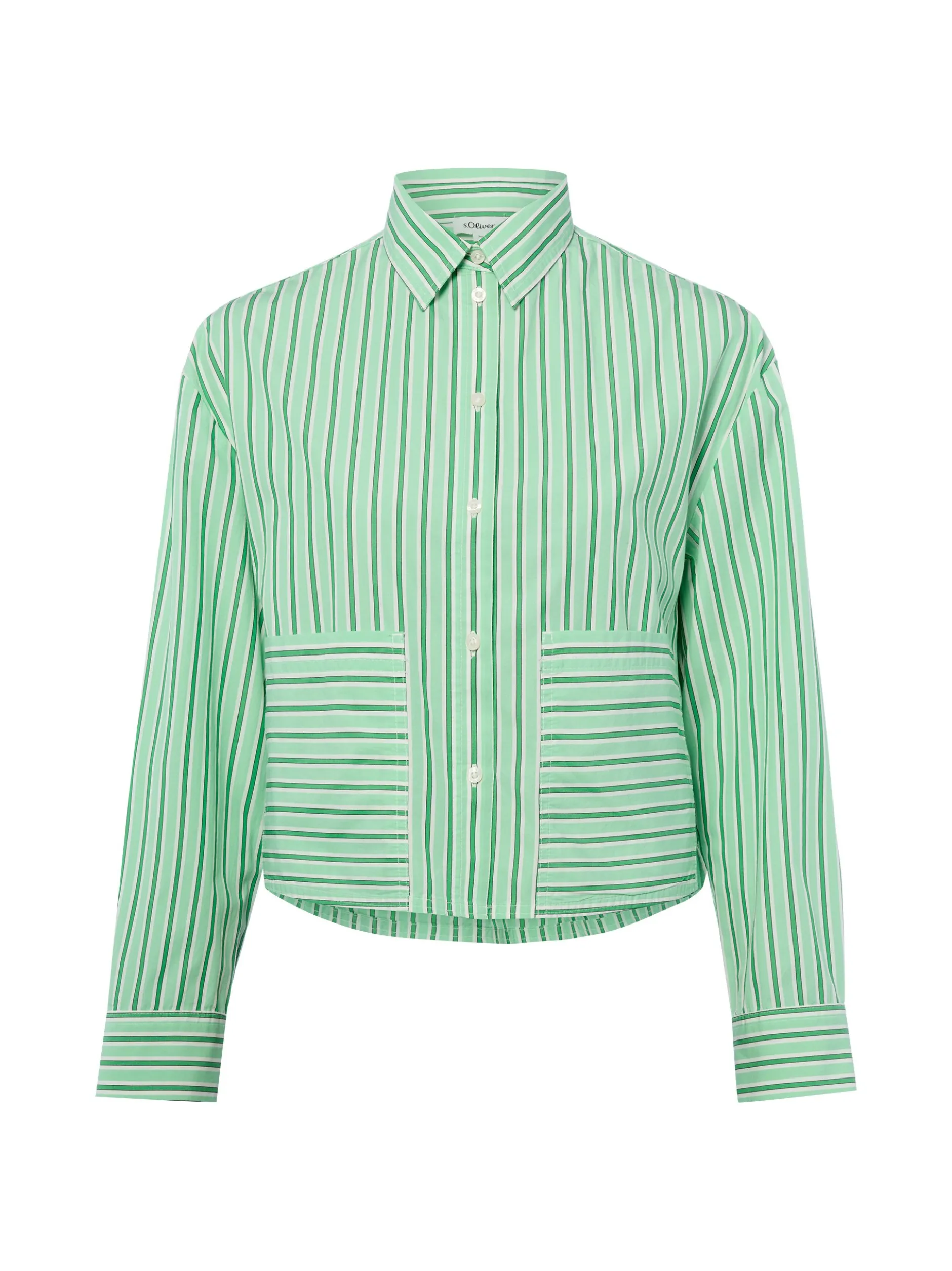 s.Oliver Damen Hemdbluse in gras weiß - Ärmel: langarm