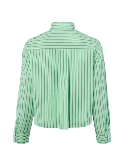 s.Oliver Damen Hemdbluse in gras weiß - Ärmel: langarm